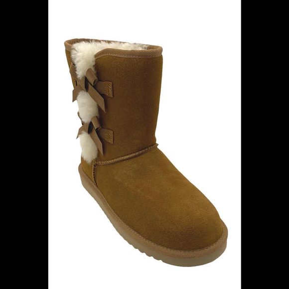 Koolaburra by UGG Suede Bow Short Boots Victoria Chestnut - Medium - Picture 2 of 4